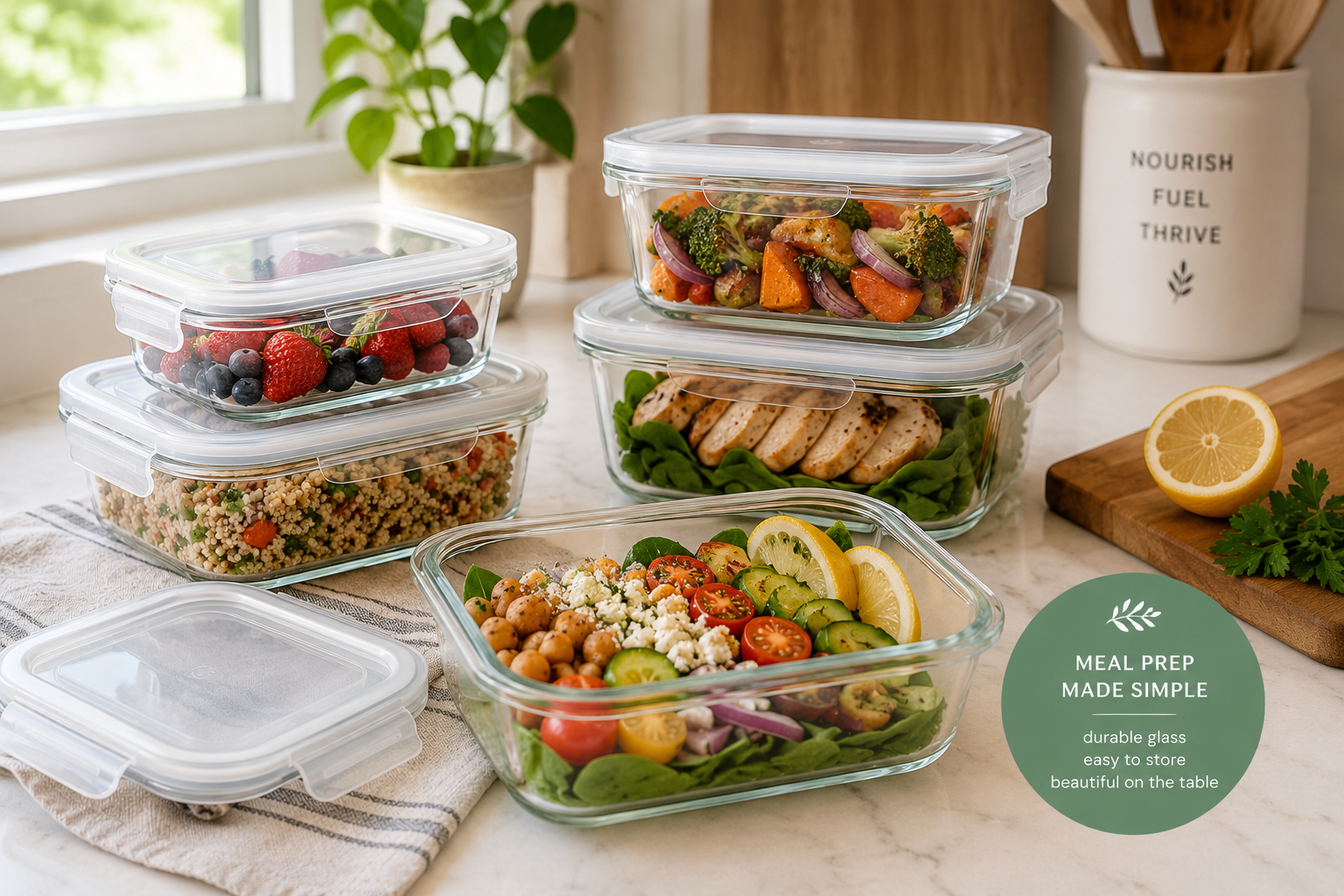 KOMUEE Glass Food Storage Containers